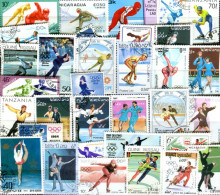 50 Timbres PATINAGE SUR GLACE, Tous Différents. - Patinage Artistique