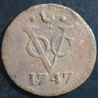 Netherlands East Indies VOC West Friesland Indonesia 1 One Duit 1747 Rooster Mintmark - Indonesia