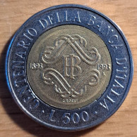 Italië 500 Lire 1993 "Centenary Of The Bank Of Italy"  KM# 160 - Gedenkmünzen