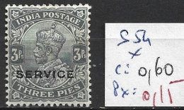 INDE ANGLAISE SERVICE 54 * Côte 0.60 € - 1911-35 Roi Georges V