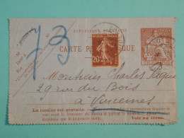 DH20 FRANCE  BELLE  CARTE PNEUMATIQUE  PARIS 1921 A VINCENNES    ++TELEGRAPHE   ++AFF.  PLAISANT++++++ - Telegraphie Und Telefon