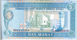 Turkménistan - 5 Manat 1993 UNC - Turkmenistán