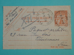 DH20 FRANCE  BELLE  CARTE PNEUMATIQUE  PARIS 1940   VINCENNES  ++TELEGRAPHE   ++AFF.  PLAISANT++++++ - Telegraaf-en Telefoonzegels