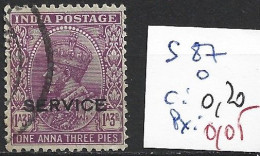 INDE ANGLAISE SERVICE 87 Oblitéré Côte 0.20 € - 1911-35 Koning George V