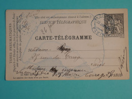 DH20 FRANCE  BELLE  CARTE TELEGRAMME  PARIS 1941    ++TELEGRAPHE   ++AFF.  PLAISANT++++++ - Telegraphie Und Telefon