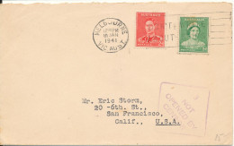 Australia Cover Sent To USA Melbourne 10-1-1941 (not Opened By Censor) - Storia Postale