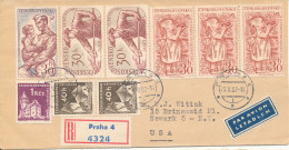 Czechoslovakia Registered Cover Sent To USA Praha 23-5-1962 With A Lot Of Stamps - Briefe U. Dokumente
