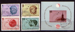 BULGARIA  - 1963 - Kosmos - Vol Spatial Commun - Bikovsky - Terechkova - Mi 11394 / 97 + Bl 10 (O) - Gebraucht
