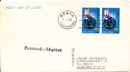 Japan FDC 1-7-1974 World Red Cross Blood Donation Year In Pair Also A Stamp On The Backside Of The Cover Sent To Denmark - FDC