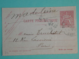 DH20 FRANCE  BELLE  CARTE PNEUMATIQUE   PARIS  1904   +  +TELEGRAPHE   ++AFF.  PLAISANT++++++ - Telegraph And Telephone