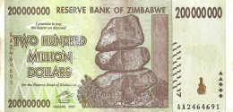 ZIMBABWE $200 MILLION BROWN ROCKS FRONT BUILDING BACK DATED 2008 VF READ DESCRIPTION CAREFULLY !!! - Simbabwe