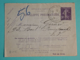 DH20 FRANCE  BELLE  CARTE PNEUMATIQUE   PARIS  1914   +  +TELEGRAPHE   ++AFF.  PLAISANT++++++ - Telegraph And Telephone