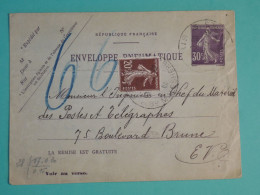 DH20 FRANCE  BELLE ENVELOPPE  PNEUMATIQUE   PARIS  1905  +  +TELEGRAPHE   ++AFF.  PLAISANT++++++ - Telegraaf-en Telefoonzegels