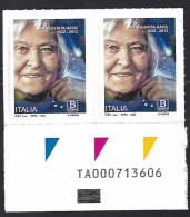 Italia 2022; La Scienziata Margherita Hack, B Zona1, Coppia Con Codice Alfanumerico. - Code-barres