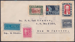 1953-H-43 CUBA REPUBLICA 1953 JOSE MARTI AIR MAIL COVER TO BRAZIL BRASIL. - Brieven En Documenten