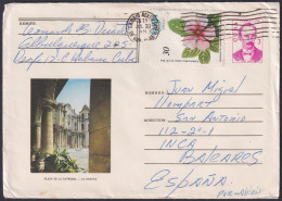 1976-EP-99 CUBA 1976 3c POSTAL STATIONERY COVER TO SPAIN. HAVANA CATHEDRAL CHURCH.  - Lettres & Documents