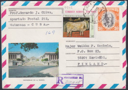 1977-EP-80 CUBA 1977 30c REGISTERD POSTAL STATIONERY COVER TO FINLAND. HAVANA UNIVERSITY.  - Covers & Documents