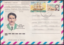 1986-EP-186 CUBA 1986 20c POSTAL STATIONERY COVER TO SPAIN. MONCADA HUGO CAMEJO.  - Brieven En Documenten