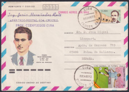 1987-EP-244 CUBA 1987 20c POSTAL STATIONERY COVER TO SPAIN. MONCADA PEDRO VELIZ.  - Covers & Documents