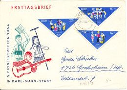 Germany DDR FDC 29-7-1964 V. Pioniertreffen Karl-Marx-Stadt Complete Set Of 3 With Cachet And Address - Autres & Non Classés