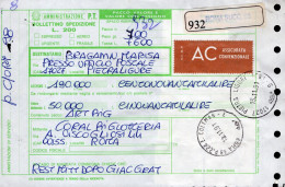 Italia (1991) - Bollettino Pacchi Assicurato (convenzionale) Contrassegno Da Roma Per Pietra Ligure - Bigiotteria - Pacchi Postali
