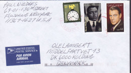 United States Air Mail Label NEW YORK 2010 Cover Brief Lettre KOLDING Denmark American Clock Oscar Micheaux Gary Cooper - Briefe U. Dokumente