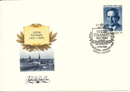 USSR FDC 1-8-1986 Olof Palme With Cachet - FDC
