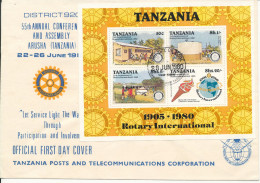Tanzania FDC 23-6-1980 Rotary International Souvenir Sheet With Cachet - Tanzanie (1964-...)