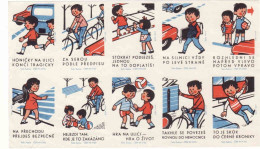 Czechoslovakia - Czechia 10 Matchbox Labels - Road Safety, Bike, Auto, Bezpečnost Cestnej Premavky - Boites D'allumettes - Etiquettes