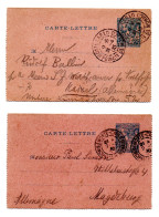 MONACO -- MONTE CARLO -- ENTIER POSTAL -- 2 Cartes Lettres -- 25 C. Bleu Sur Rose Prince Albert 1er (1903) - Postwaardestukken