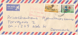 Tanzania Air Mail Cover Sent To Denmark 28-5-1990 Topic Stamps LION And Soccer Football Mexico 1986 - Tanzanie (1964-...)