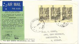 Australien 1974, MeF 3x35 C. Weihnachtmarken Auf Luftpost Brief N. Deutschland - Cristianismo