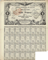 - Obligation De 1870 - Crédit Communal De France 3% 1860 à 95 Ans - Déco - Banque & Assurance