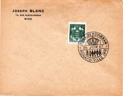 MONACO -- MONTE CARLO -- Enveloppe --  30 C. Armoiries Vert-bleu Seul Sur Enveloppe Jubilé Du Souverain 26 Juin 1947 - Used Stamps