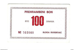 *croatia Sloga Durdevac Foodbon 100 Dinara  Stamp 1990  Unc C5 - Croatia