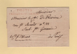 Postes Pres Le Gouvernement (1804) - Griffe Sur Lettre Sans Correspondance - 1801-1848: Precursors XIX