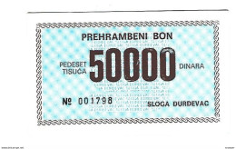 Croatia Sloga Durdevac Foodbon 50000 Dinara   No Stamp   C9 - Croacia