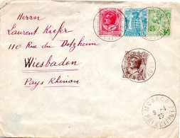 MONACO -- MONTE CARLO -- Enveloppe -- Affranchissement Divers -- Cad Monaco 9.4.1925 Pour WIESBADEN (Allemagne) - Usados