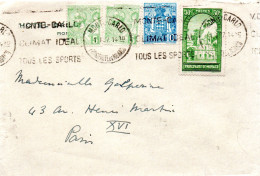MONACO -- MONTE CARLO -- Enveloppe -- Affranchissement Divers Cad Monte Carlo 1.1.1937 Pour Paris - Usati