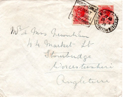 MONACO -- MONTE CARLO -- Enveloppe -- Paire Pont Interpanneaux 75 C.rouge Sur Paille Prince Louis II Pour L' Angleterre - Used Stamps