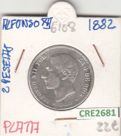 CRE2681 MONEDA ESPAÑA 2 PESETAS ALFONSO XII 1882 PLATA - Autres & Non Classés