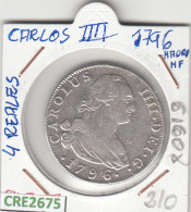 CRE2675 MONEDA ESPAÑA CARLOS IV 1796 4 REALES MADRID PLATA - Autres & Non Classés