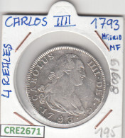 CRE2671 MONEDA ESPAÑA CARLOS IV 1793 4 REALES MADRID PLATA - Autres & Non Classés