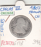 CRE2658 MONEDA ESPAÑA CARLOS IV 1807 2 REALES SEVILLA PLATA - Autres & Non Classés