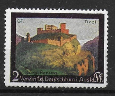 Deutsches Reich Wehrschatz 1912 Verein Für Deutschtum Ins Ausland Tirol Cinderella Vignet Werbemarke Propaganda - Fantasy Labels