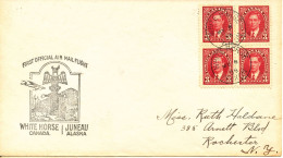 Canada Cover First Official Air Mailflight White Horse Canada - Juneau Alaska 8-5-1938 - Cartas & Documentos