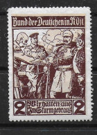 Deutsches Reich Österreich Bund Der Deutschen Wir Halten Aus WW1 1914-1918  Cinderella Vignet Werbemarke Propaganda - Fantasy Labels