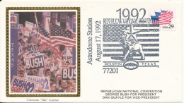 USA Card With Silk Cachet 17-8-1992 Republican National Convention George Bush For President - Storia Postale