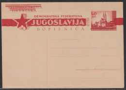 Yugoslavia, 1945, Zagreb, Provisional Issue, Postacard 40 Kn, Unused - Entiers Postaux