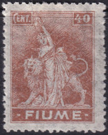 Fiume 1919 Sc 35a Sa B40 MH* Thin Translucent Paper - Fiume